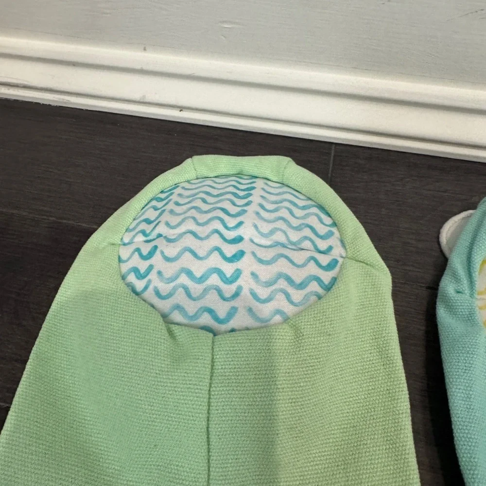 NWOT Lovevery Green Blue Plush Interchangable Emotions Hand Puppets - 6 EMOTIONS